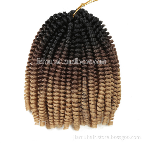 Synthetic Crochet Hair 8" Ombre Color Spring Twist Crochet Braid Hair Extension